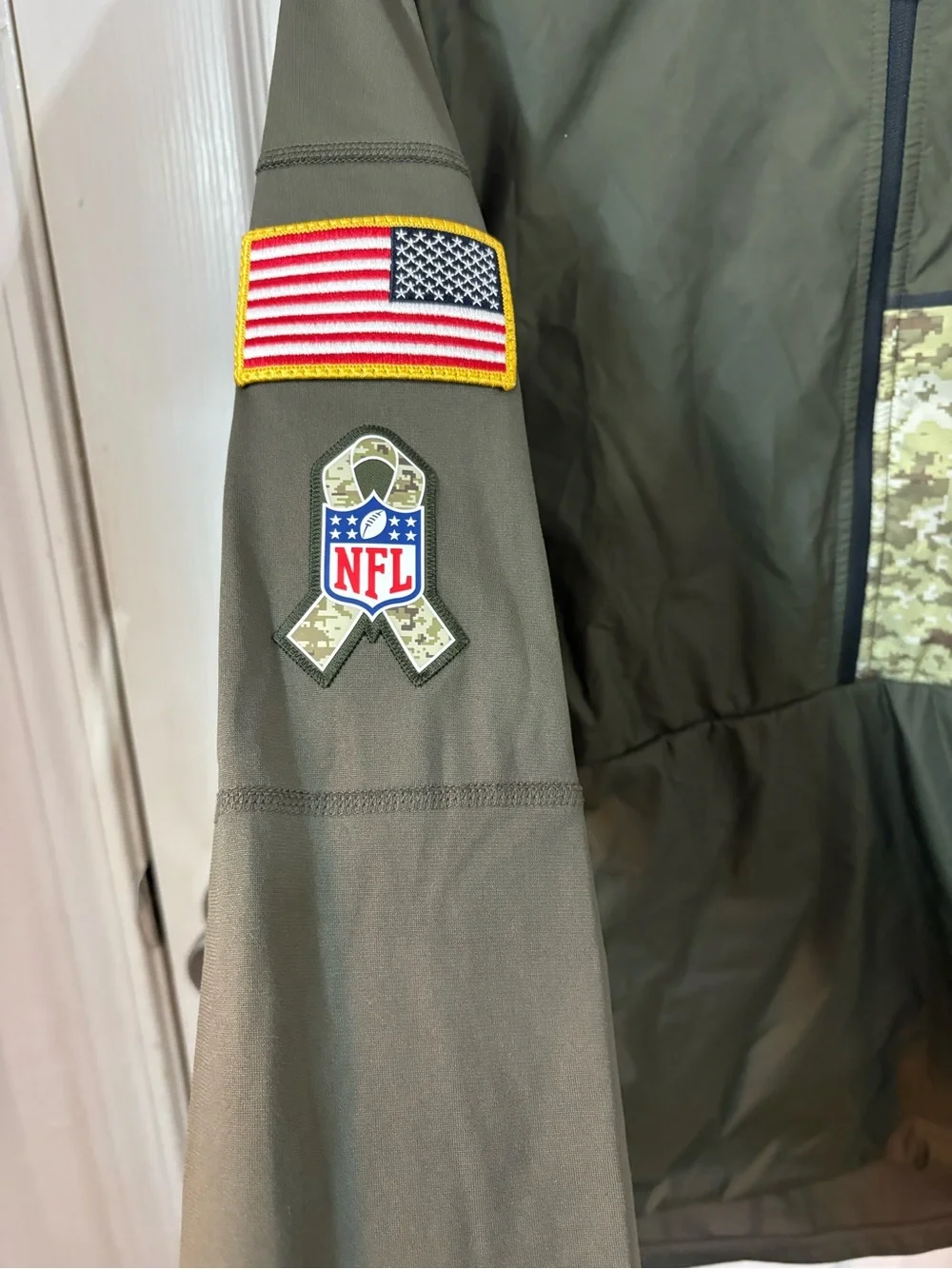 Nike Broncos Olive Green Utility Jacket with Camo Pocket